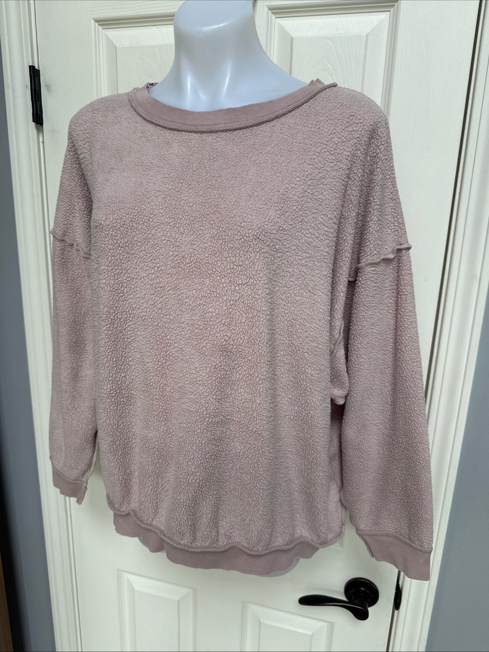 Intimately FREE PEOPLE Kelly oversized sleep inside-out sweatshirt pink Women M